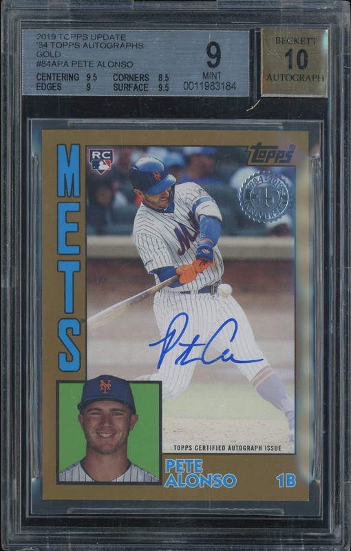2019 Topps Update '84 Topps Autographs Pete Alonso #84APA Gold /50 BGS 9 Auto 10