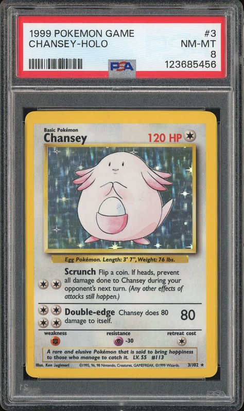 1999 Pokemon Game Chansey #3 Holo PSA 8