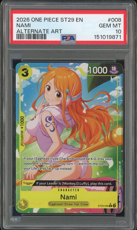 One Piece Nami #ST29-008 Starter Deck Egghead Alternate Art PSA 10