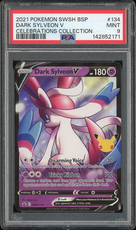 2021 Pokemon SWSH Black Star Promos Celebrations Collection Dark Sylveon V #SWSH134 PSA 9