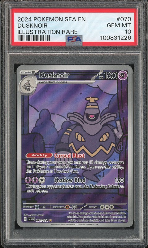 2024 Pokemon Scarlet & Violet: Shrouded Fable Illustration Rare Dusknoir #070 PSA 10