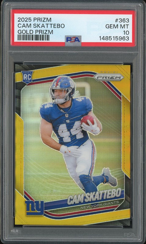 2025 Panini Prizm Cam Skattebo #363 Gold Prizm /10 PSA 10