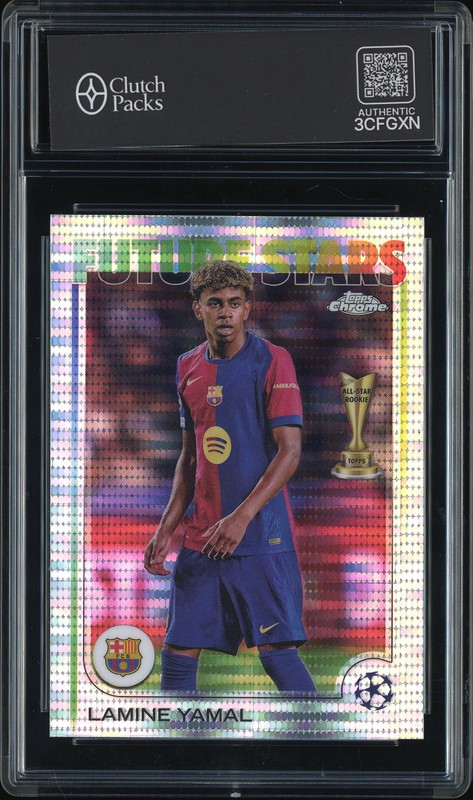2023 Topps Chrome UEFA Club Competitions Future Stars Lamine Yamal #27 Pulsar Refractor 