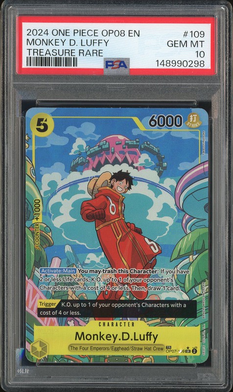 One Piece Monkey D. Luffy #OP07-109 500 Years in the Future Super Rare PSA 10