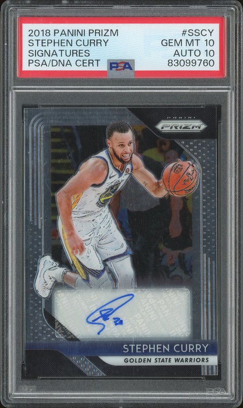 2018-19 Panini Prizm Signatures Stephen Curry #S-SCY PSA 10