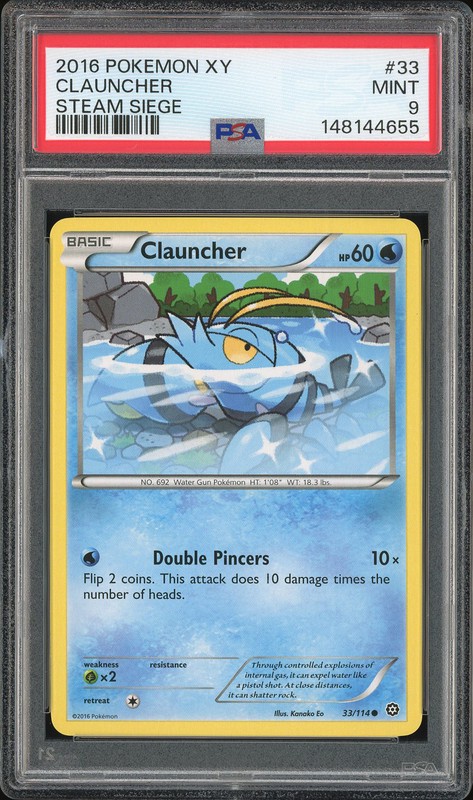 2016 Pokemon XY Steam Siege Clauncher #33 PSA 9