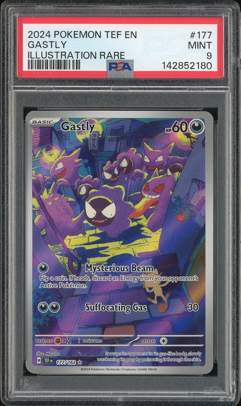 2024 Pokemon Temporal Forces Gastly #177 Illustration Rare PSA 9