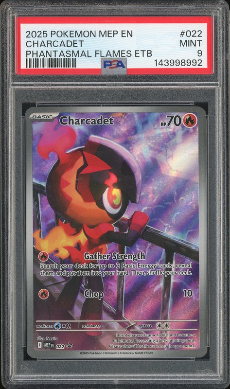 2025 Pokémon MEP EN Charcadet Phantasmal Flames ETB #022 PSA 9