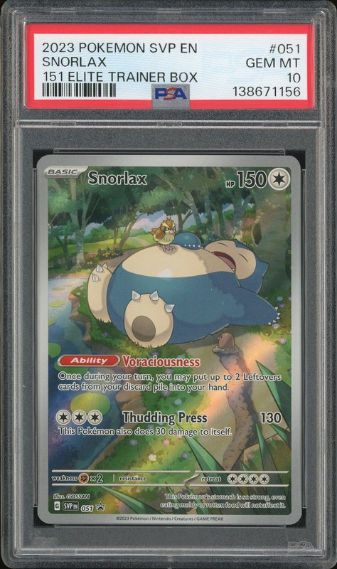 2023 Pokemon Scarlet & Violet Black Star Promos Snorlax #051 151 Elite Trainer Box PSA 10