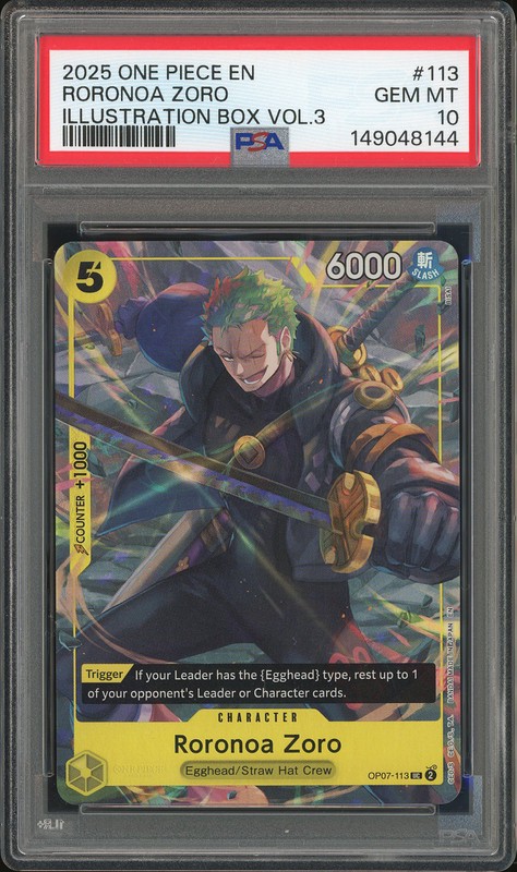 One Piece Roronoa Zoro #OP07-113 500 Illustration Box Vol.3 PSA 10