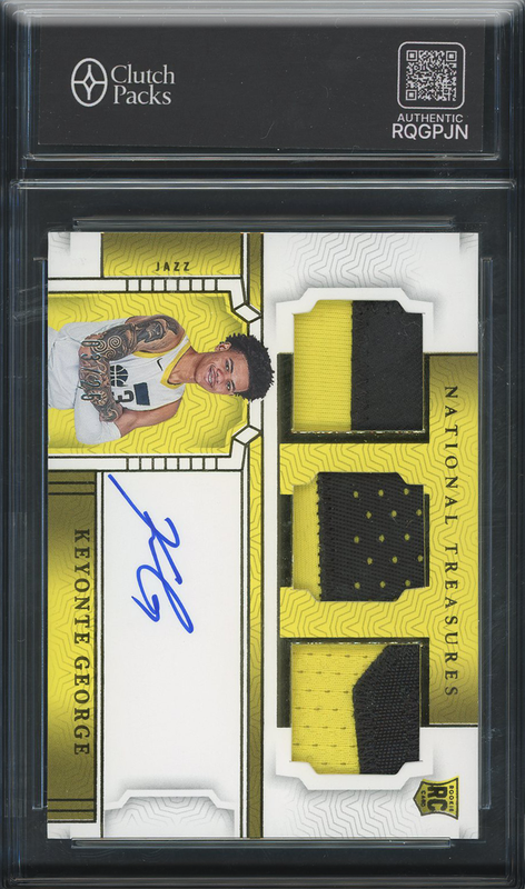2023-24 Panini National Treasures Rookie Material Treasures Autographs Keyonte George #RMT-KGE Triple Patch /25