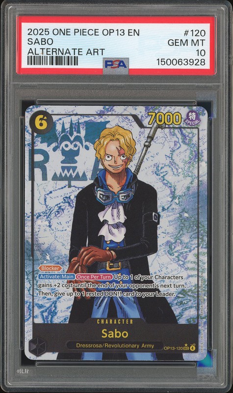 One Piece Sabo #OP13-120 Carrying on His Will SEC Alternate Art PSA 10