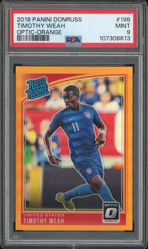 2018 Panini Donruss Optic Timothy Weah #198 Orange /99 PSA 9