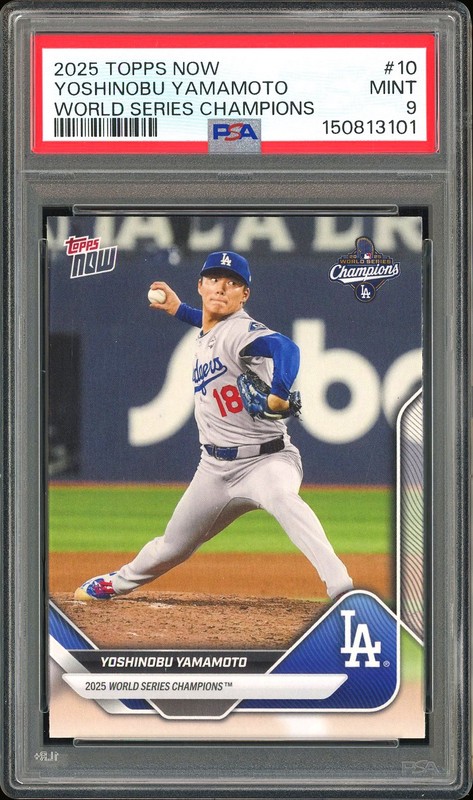 2025 Topps Now World Series Champions Yoshinobu Yamamoto #10 PSA 9