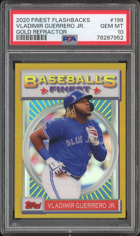 2020 Topps Finest Flashbacks Baseball's Finest Vladimir Guerrero Jr. #198 Gold Refractor /50 PSA 10