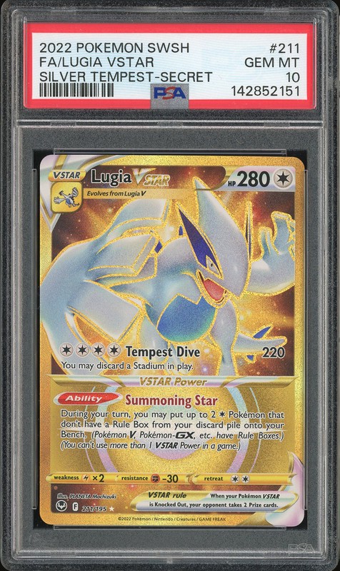 2022 Pokemon Sword & Shield Silver Tempest Secret Rare Lugia VSTAR #211 PSA 10
