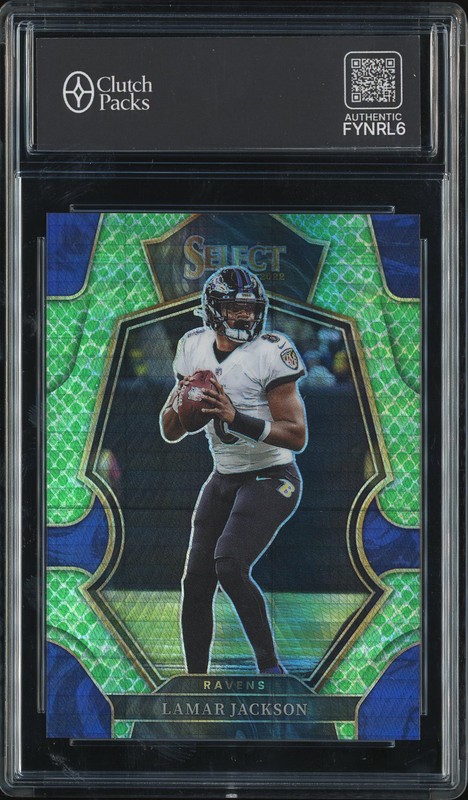 2022 Panini Select Premier Level Lamar Jackson #107 Dragon Scale Prizm /89
