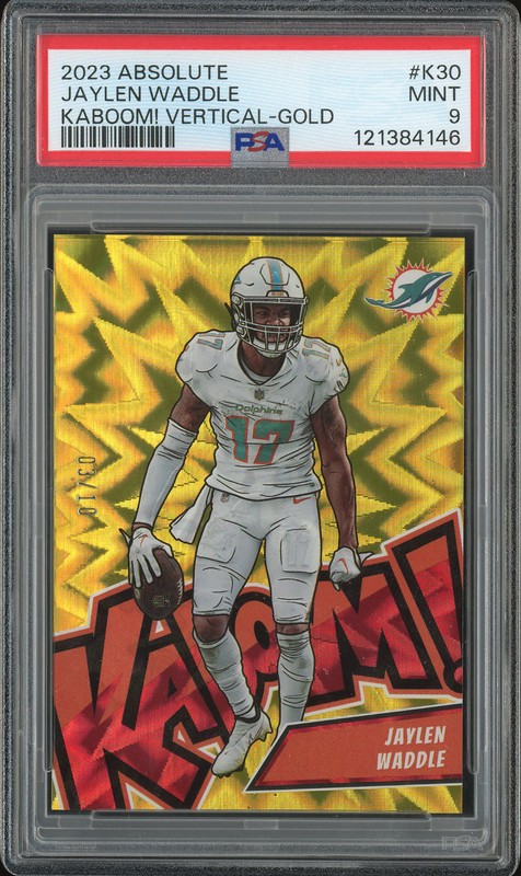 Absolute Kaboom! Vertical Jaylen Waddle #K30 Gold /10