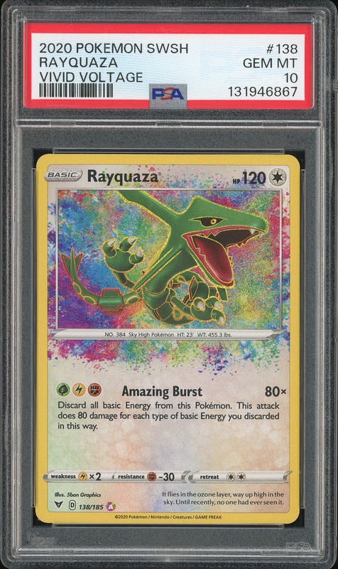 2020 Pokemon SWSH Vivid Voltage Amazing Rare Rayquaza #138 PSA 10