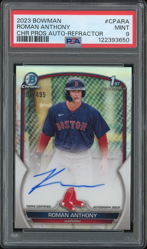 2023 Bowman Chrome Prospects Autographs Roman Anthony #CPARA Refractor Auto /499 PSA 9