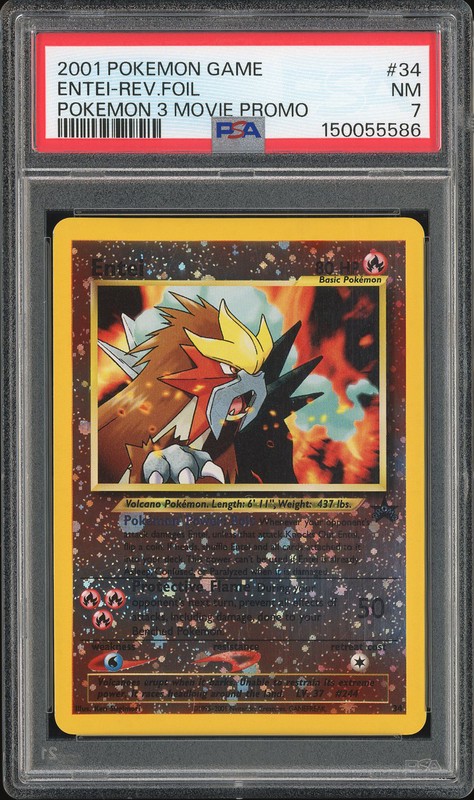 2001 Pokemon 3 Movie Promo Entei #34 Reverse Foil PSA 7