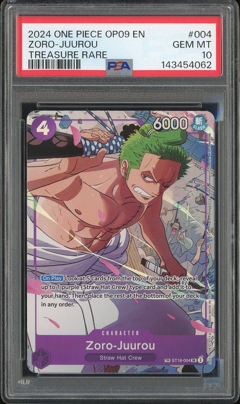 One Piece Zoro-Juurou OP09-ST18-004 R PSA 10