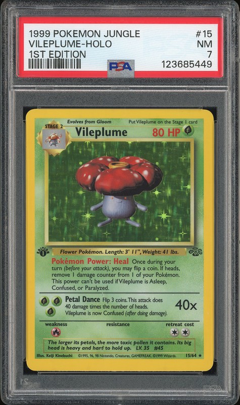 1999 Pokemon Jungle 1st Edition Vileplume #15 Holo PSA 7