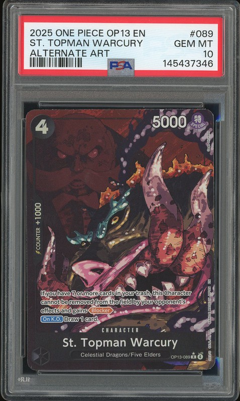 One Piece St. Topman Warcury #OP13-089 Carrying on His Will Alternate Art PSA 10