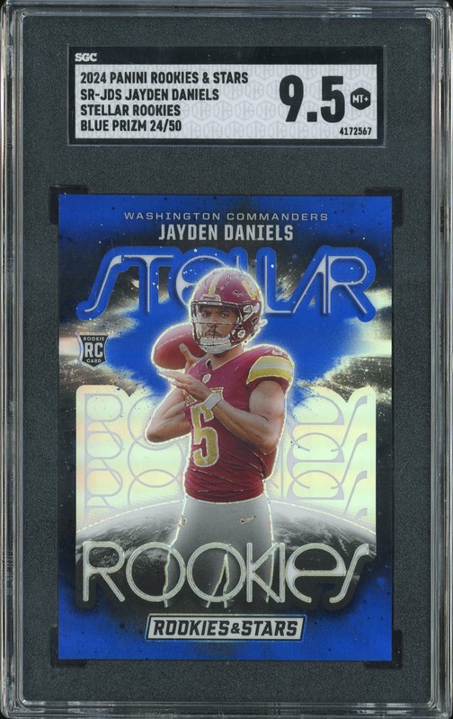 2024 Panini Rookies & Stars Stellar Rookies Jayden Daniels #SR-JDS Blue Prizm /50 SGC 9.5