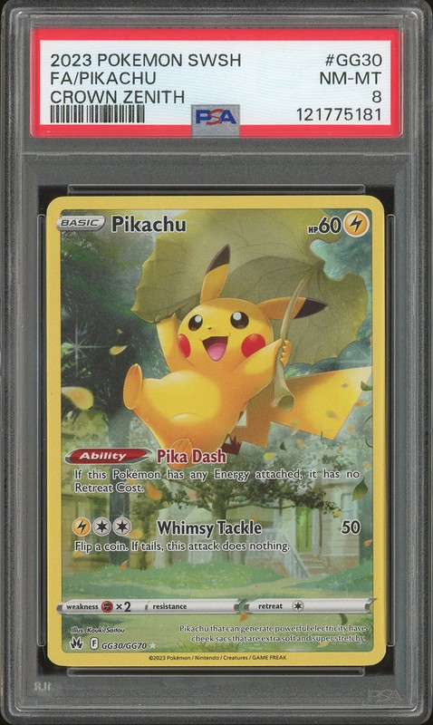 2023 Pokemon Crown Zenith Galarian Gallery Pikachu #GG30 Full Art PSA 8