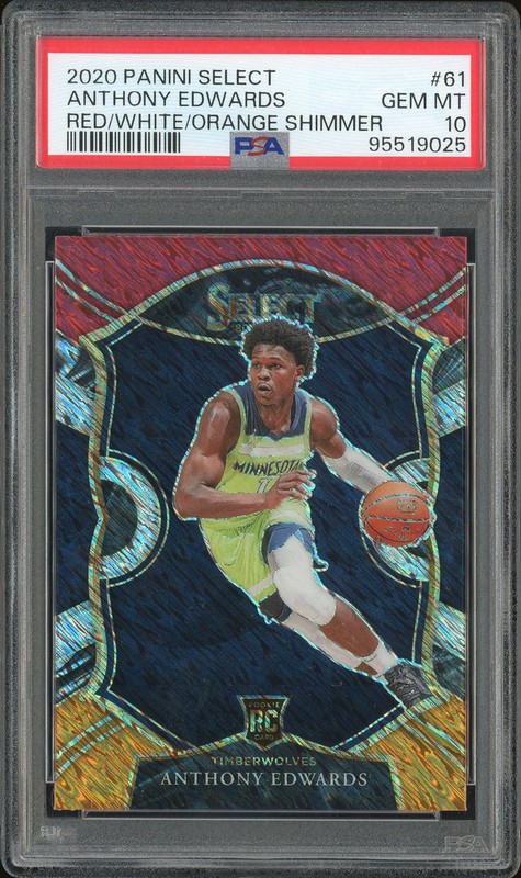 2020-21 Panini Select Concourse Anthony Edwards #61 Red/White/Orange Shimmer PSA 10