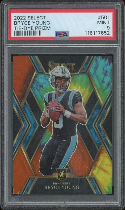2022 Panini Select XRC Bryce Young #501 Tie-Dye Prizm /25 PSA 9