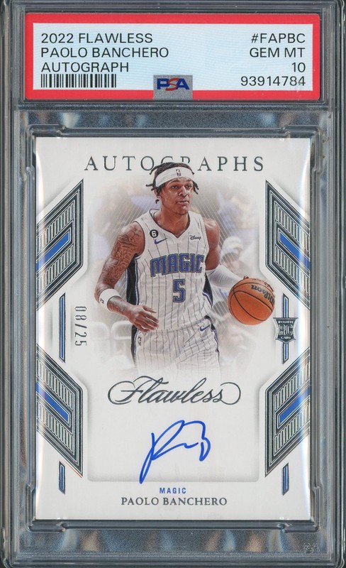 2022-23 Panini Flawless Autographs Paolo Banchero #FA-PBC /25 Autograph PSA 10