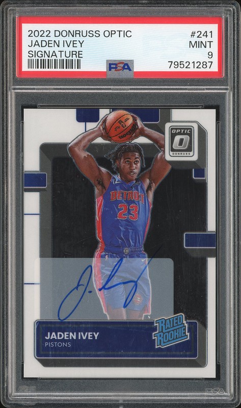2022-23 Panini Donruss Optic Rated Rookie Signature Jaden Ivey #241 Autograph PSA 9
