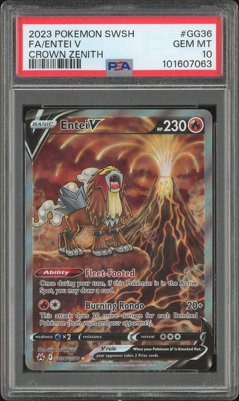 2023 Pokemon Crown Zenith Galarian Gallery Entei V #GG36 PSA 10