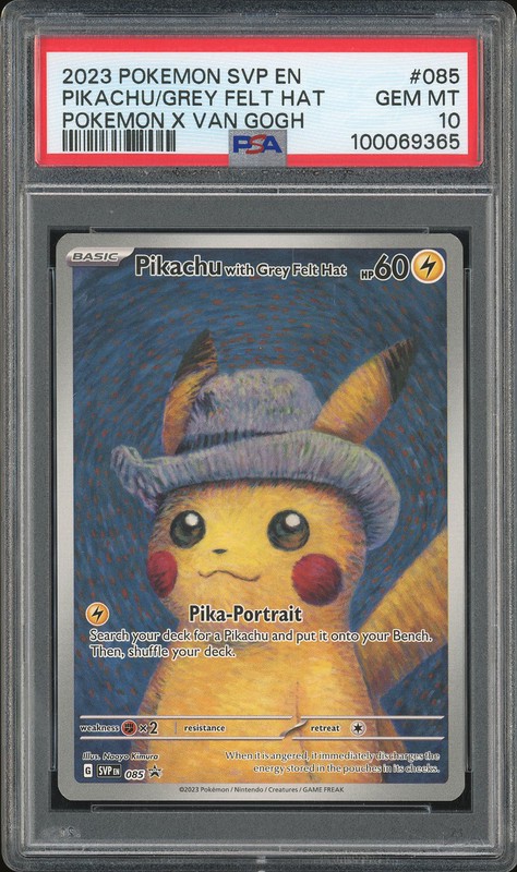 2023 Pokemon SVP EN Pokemon x Van Gogh Pikachu with Grey Felt Hat #085 PSA 10