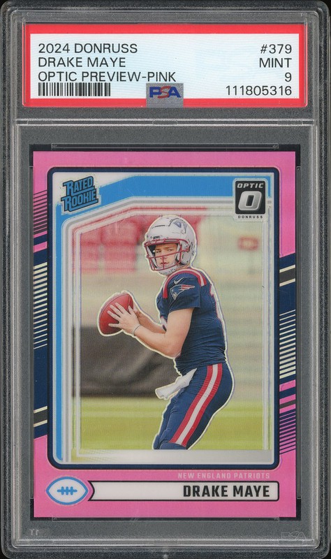 2024 Donruss Optic Preview Pink Drake Maye #379 PSA 9