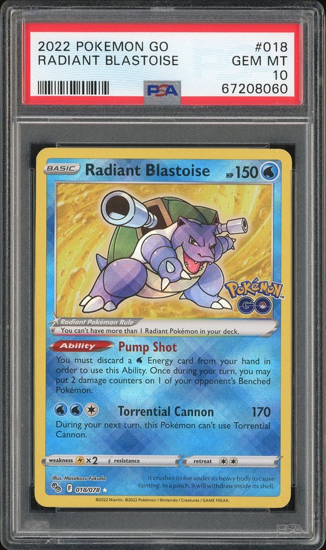 2022 Pokemon GO Radiant Blastoise #018 PSA 10