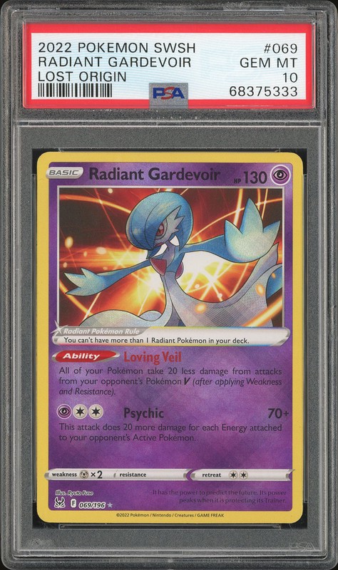 2022 Pokemon SWSH Lost Origin Radiant Gardevoir #069 PSA 10