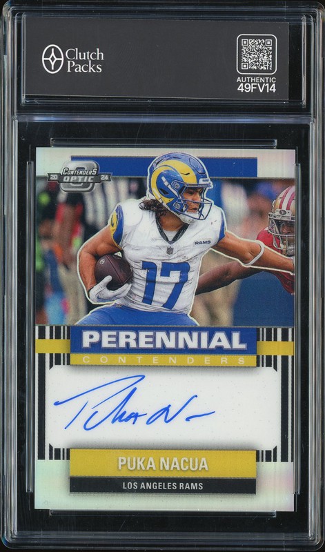 2024 Panini Contenders Optic Perennial Contenders Puka Nacua #PC-PNA Silver Prizm Autograph /99