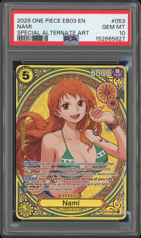 One Piece Nami #EB03-053 Extra Booster Heroines Edition SR PSA 10