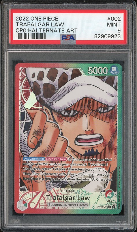 One Piece Trafalgar Law #OP01-002 Romance Dawn Alternate Art PSA 9