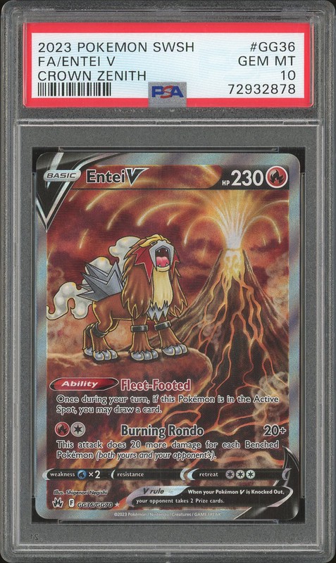 2023 Pokemon Crown Zenith Galarian Gallery Entei V #GG36 PSA 10