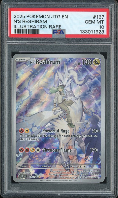 2025 Pokemon Journey Together N's Reshiram #167 Illustration Rare PSA 10