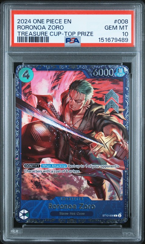 One Piece Roronoa Zoro #ST12-008 Treasure Cup Top Prize PSA 10