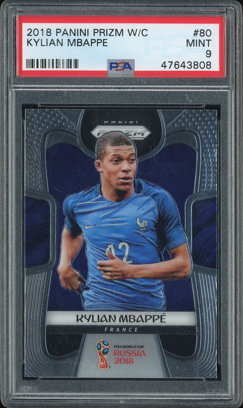 2018 Panini Prizm World Cup Soccer Kylian Mbappé #80 PSA 9