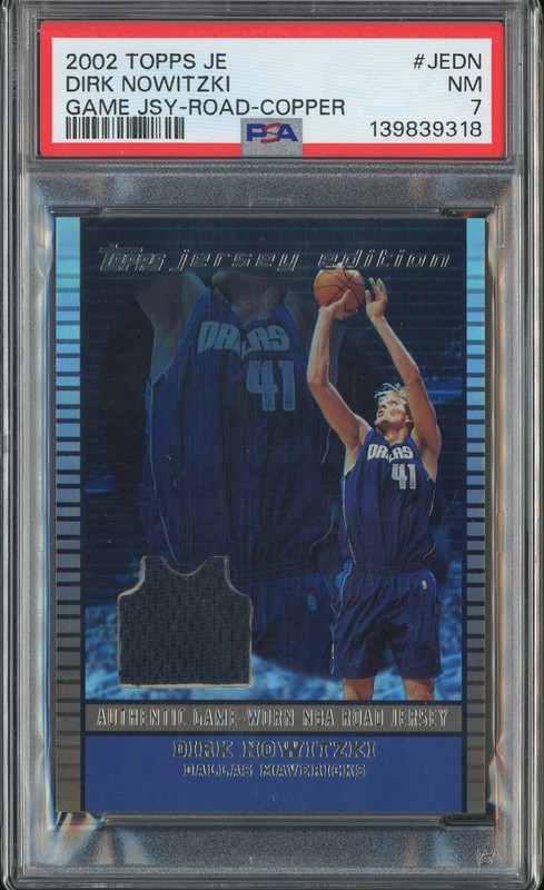 2002 Topps Jersey Edition Dirk Nowitzki #JEDN Copper /299 PSA 7