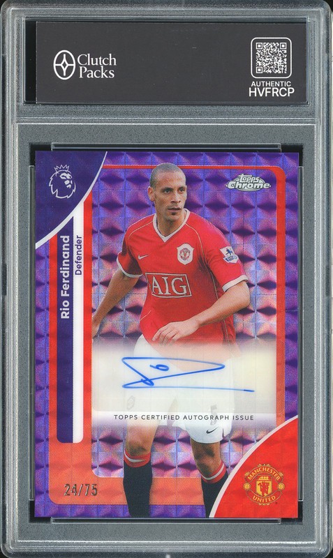 2026 Topps Chrome Premier League Autographs Rio Ferdinand #CA-RF Purple Geometric Refractor Autograph /75