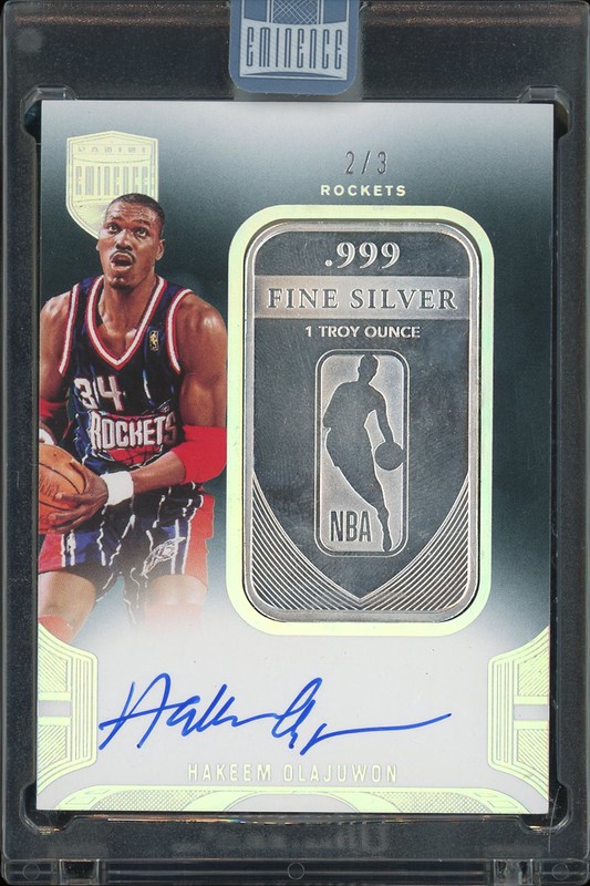 2024-25 Panini Eminence Fine Silver Bar Autographs Hakeem Olajuwon #LAS-HAK Autograph /3