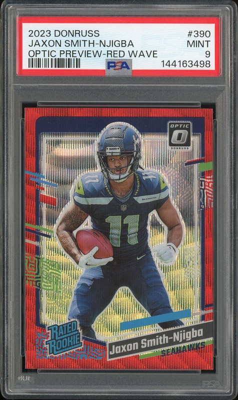 2023 Donruss Optic Preview Jaxon Smith-Njigba #390 Red Wave PSA 9